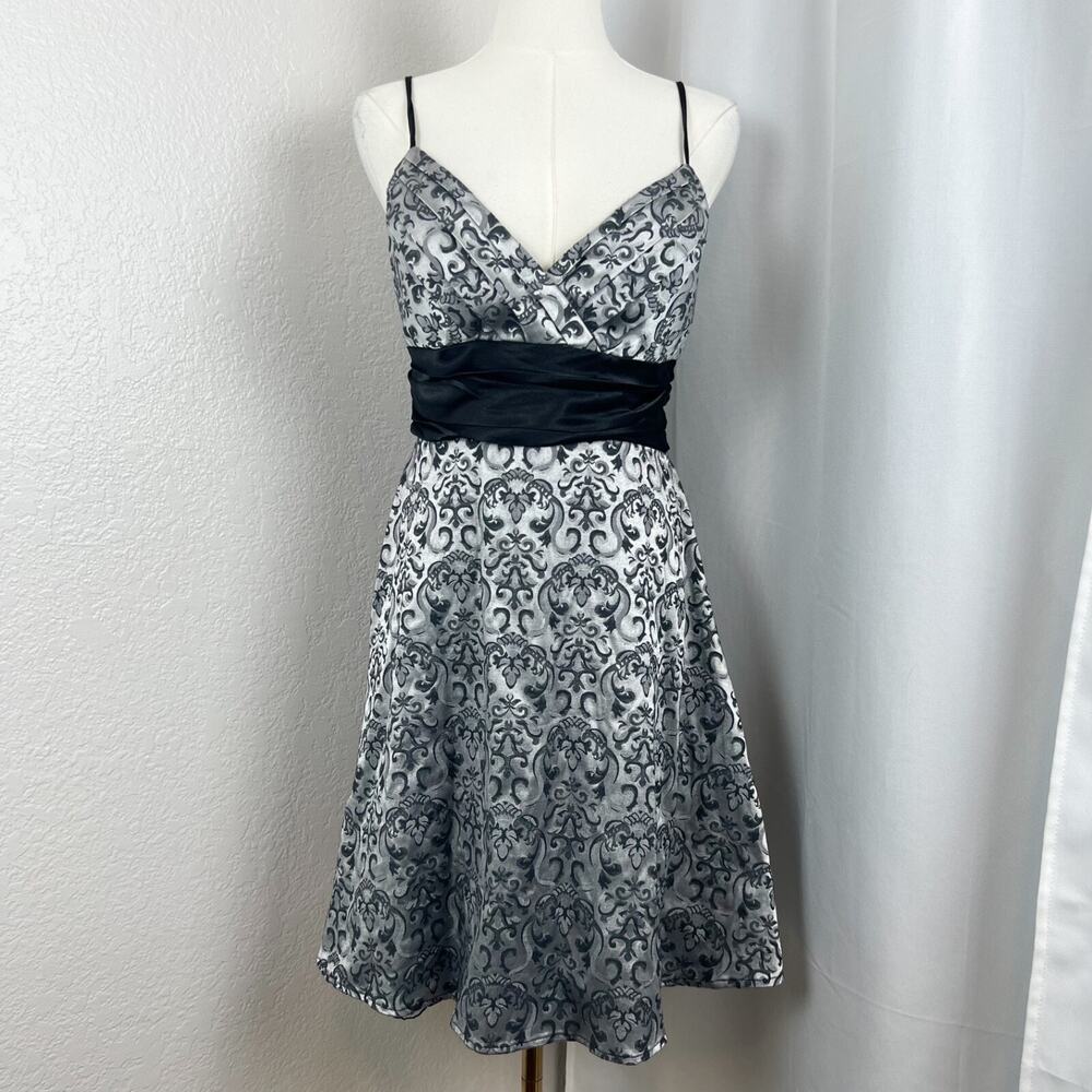 Speechless Dress Size 11 Silver Fit Flare Babydoll Y2K Gothic‎ Glam Cocktail